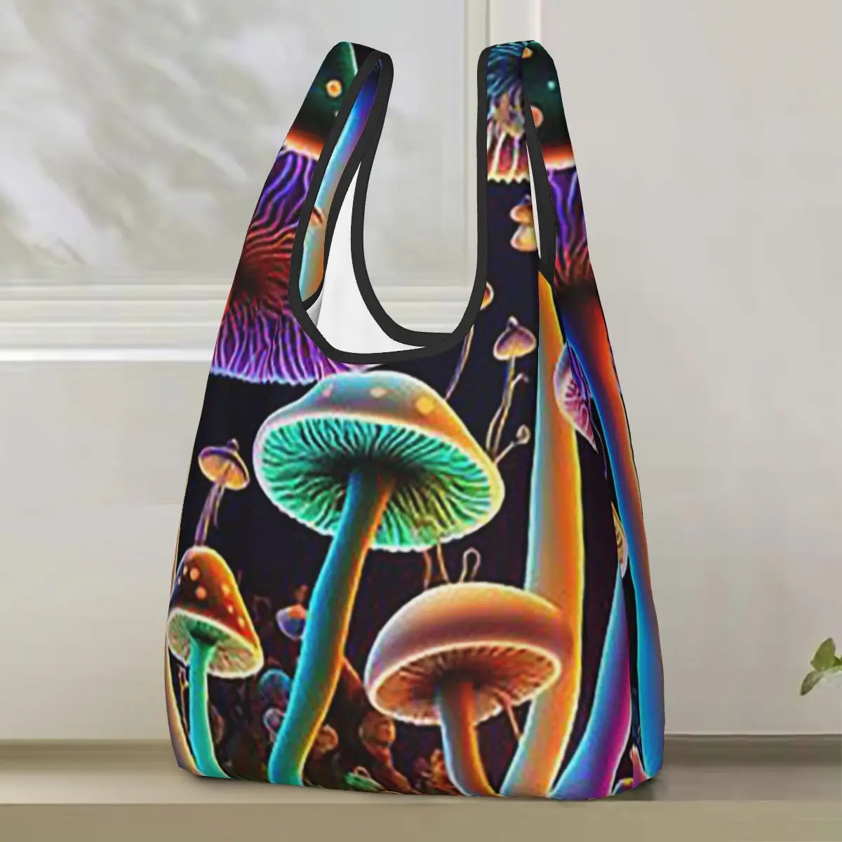 

Светящиеся психоделические грибы, триповая сумка для покупок с грибами, портативные сумки-тоут, складная сумка-шоппер на плечо, сумка для продуктов
