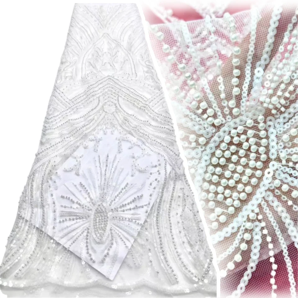 

Африканская кружевная ткань, серебристая новейшая нигерийская кружевная ткань, высокое качество, сетчатая ткань с блестками, сетчатое кружево, французское кружево с блестками AH1676