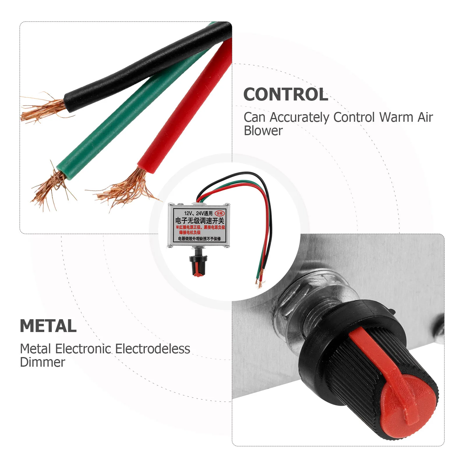 

Dc Motor Controller For Car Truck Heater Fan Adjustable Electronic Switch Overheat Protection Durable Pvc Material Easy