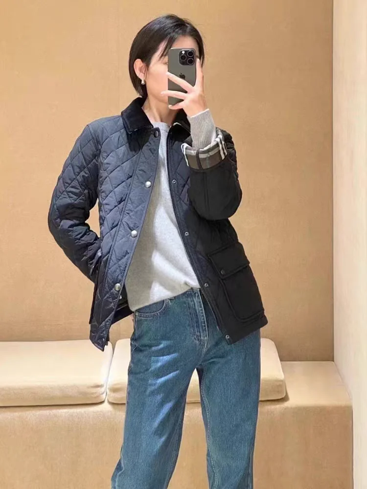 

Высококачественная женская хлопковая куртка, утепленная, теплая, в британском стиле, осенне-зимняя, модная, для повседневной носки, прямого кроя, с длинными рукавами.