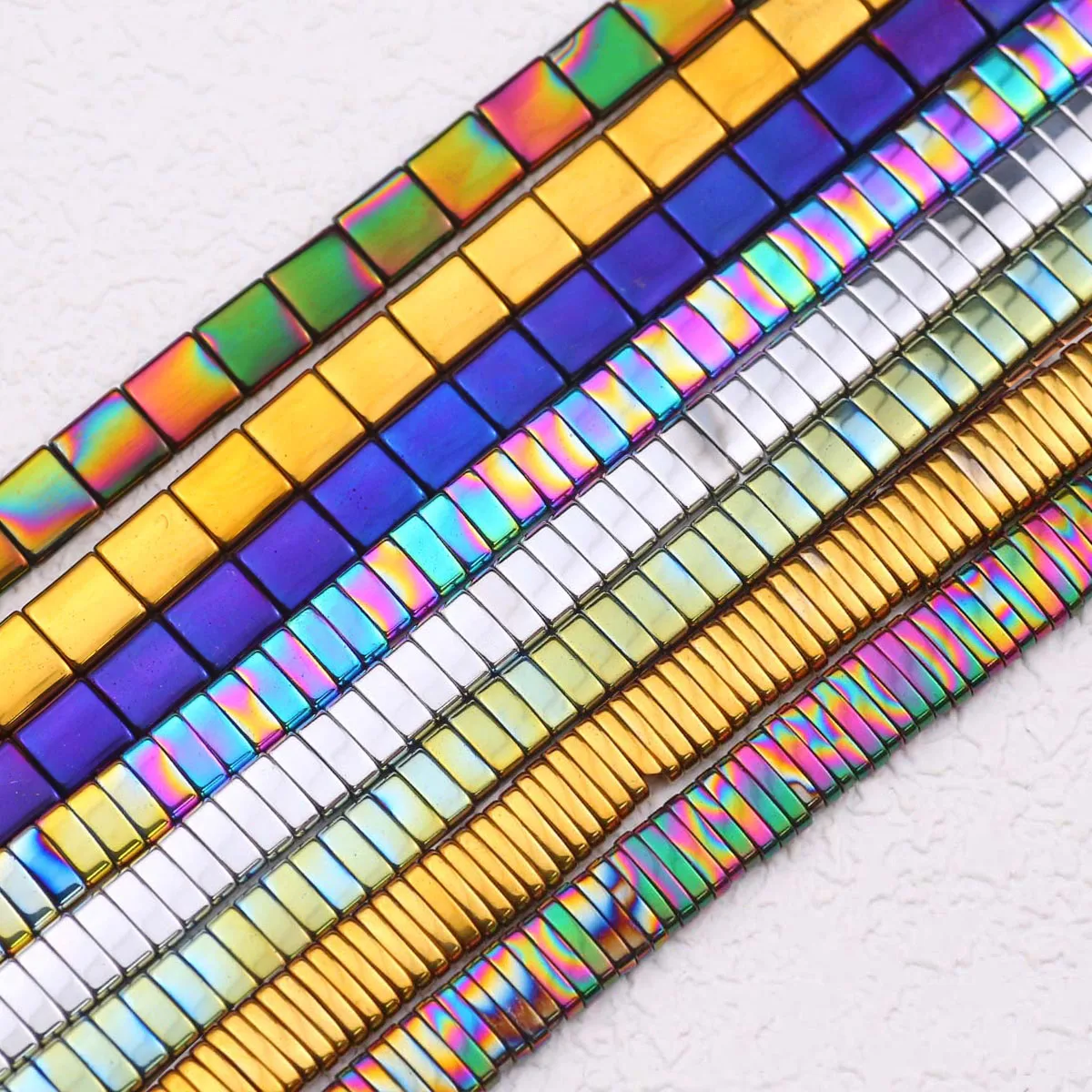 Zwei-Loch 5x1/5x2/5x5mm Hämatit Naturstein Perlen für Schmuckherstellung DIY Armband Halskette Ohrring Blau Gold Farbe Lose Perle