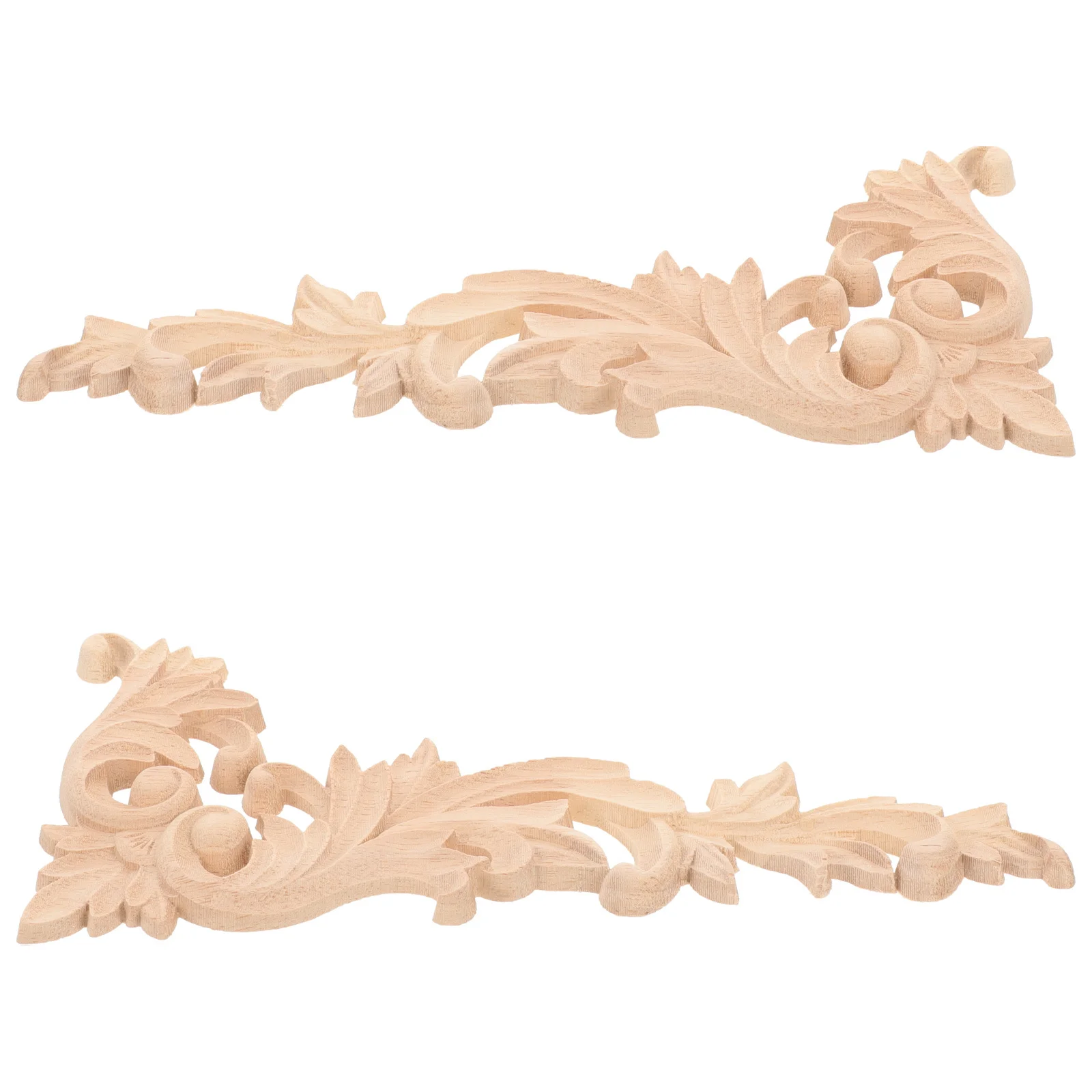 

2Pcs Beautiful Wooden Onlay Appliques Unpainted Furniture Decor Carved Cabinet Door Decals Wood Carved Onlay Applique