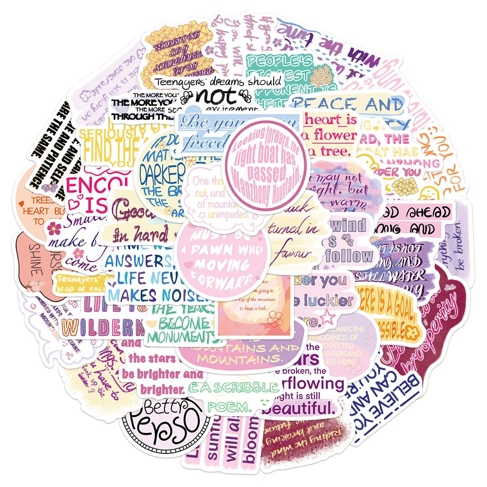 10/30/50pcs Rosa Citazioni Ispiratrici Adesivi Frasi Motivazionali Adesivo Del Fumetto Del Computer Portatile Notebook Telefono Carino Decalcomanie Decorazione