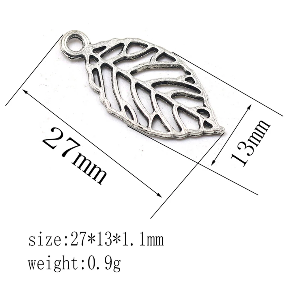 

50pcs Leaf Alloy Pendant Vintage DIY Jewelry Making Jewelry Making Pendants Charms Silver Color Durable Unique Design