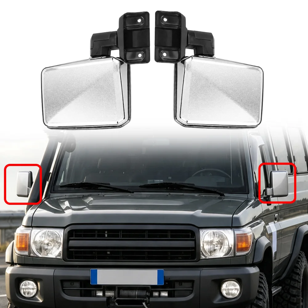 

Car Left Right Rearview Mirror Driver and Passenger Side Door Mirror for Toyota Land Cruiser 70 75 78 Series Flat Mirror