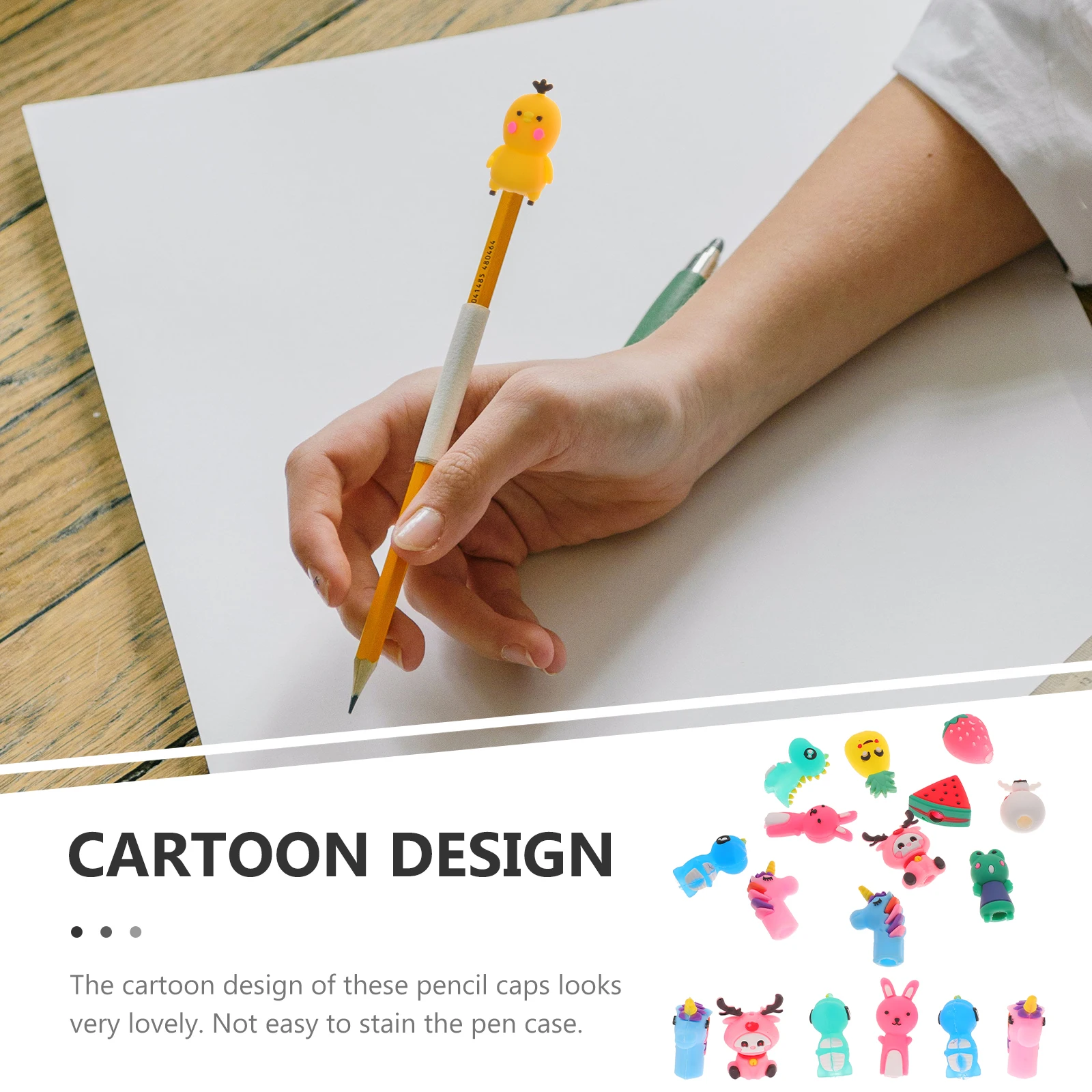

30pcs Cartoon Silicone Protectors Flexible Extenders Cute Cartoon Pencil Caps Covers Stationery Supplies Pencil Covers