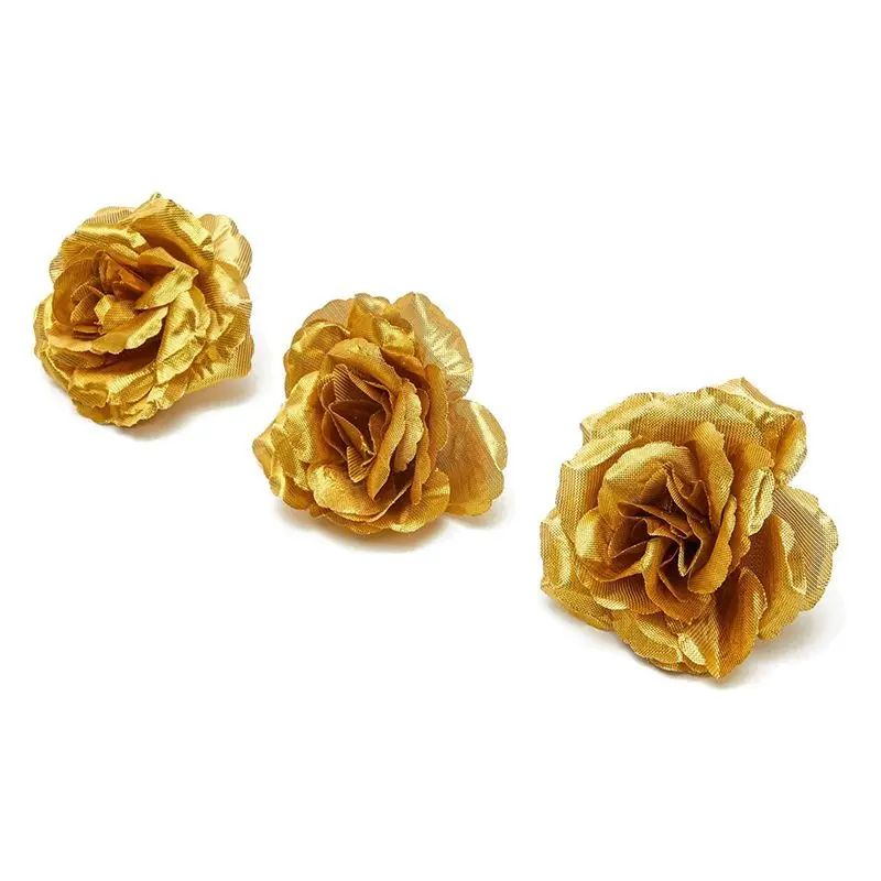 

SEWS-Artificial Flowers Silk Rose Flower Heads,250Pcs For Hat Clothes Album Decoration, Wedding Decoration (Gold)
