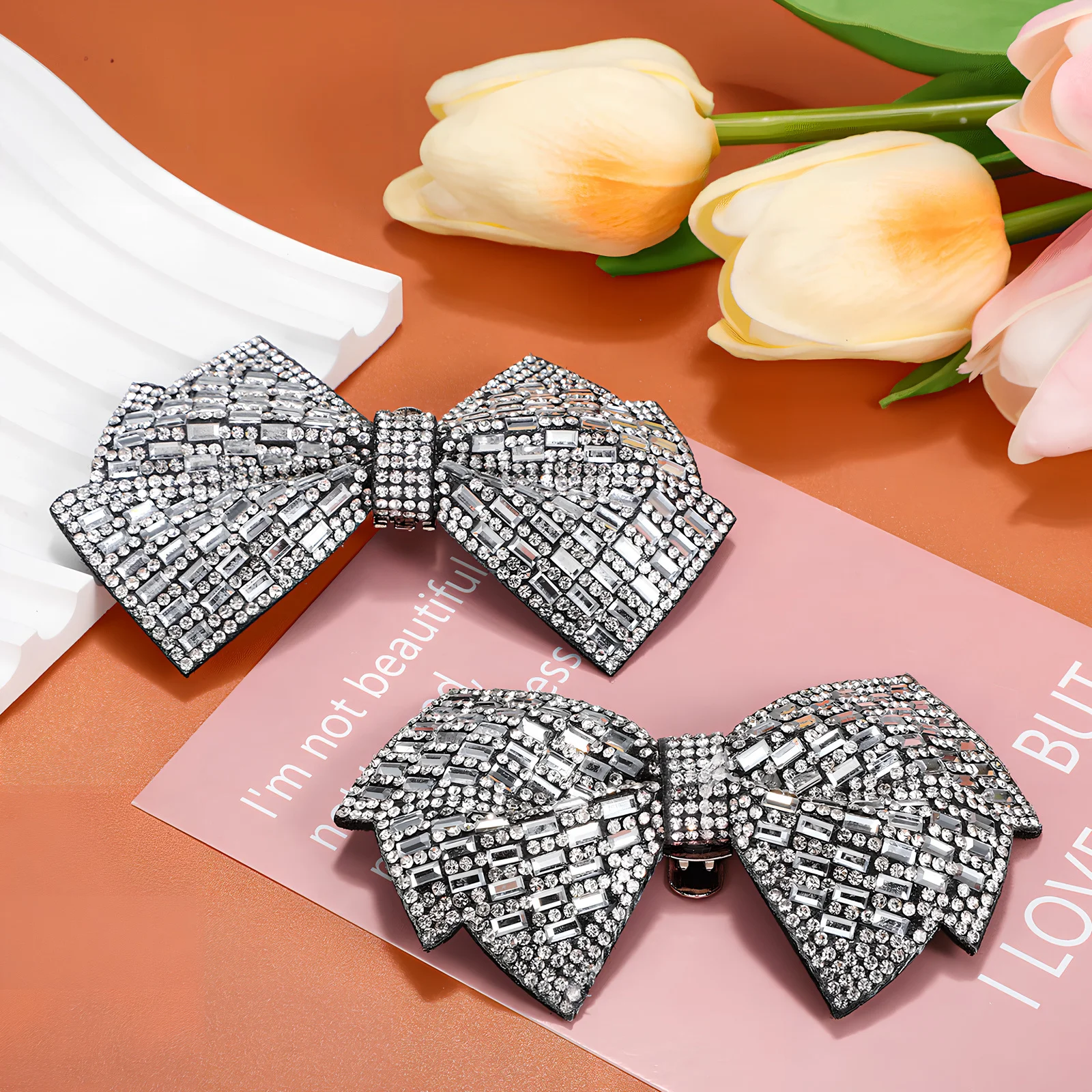 

2Pcs Shoe Clips Rhinestone Bow Elegant Decorative Shoe Clips for High Heels Flats Pumps Dress Shoes Bow Applique