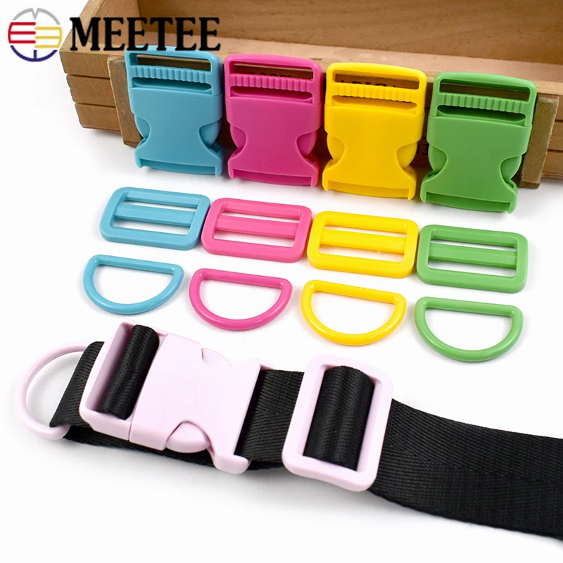 

2-10Sets Plastic Buckles 32/38mm D Ring Backpack Webbing Release Clip Clasp Belt Sling Bag Strap Adjust Tri-Glide Slider Hooks