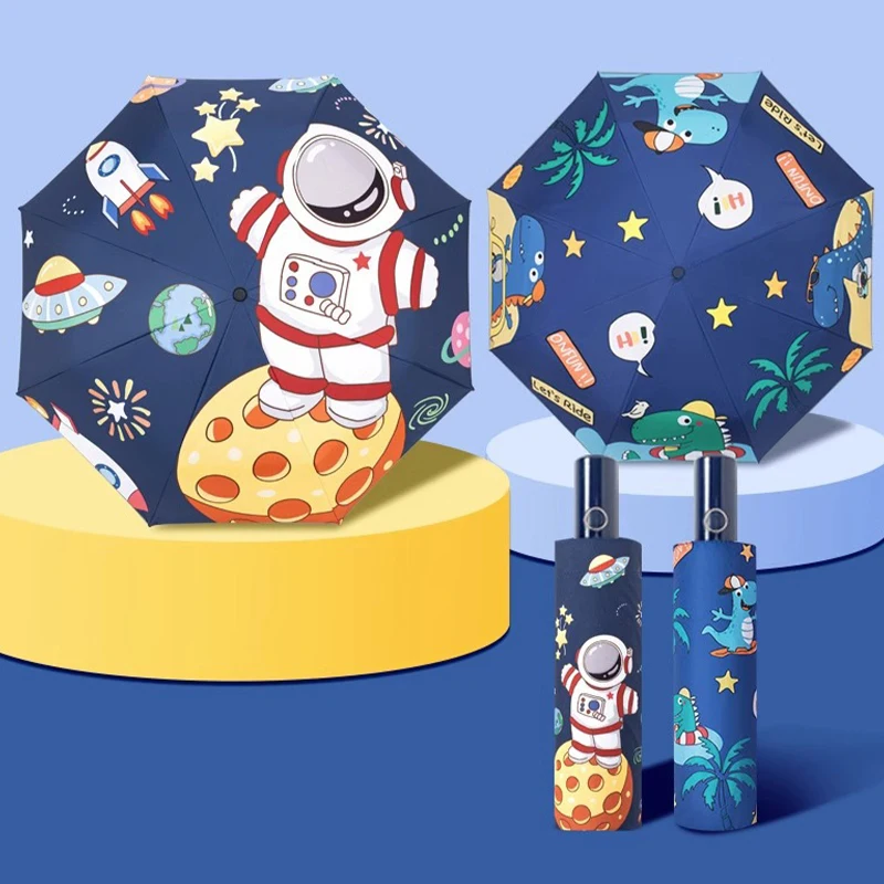 Parasole przeciwsłoneczne dziecięcy astronauta dinozaur przeciwdziałający odbiciu Parasol przeciwdeszczowy wiatroszczelny, odporny na UV składany przenośny Parasol parasolowy