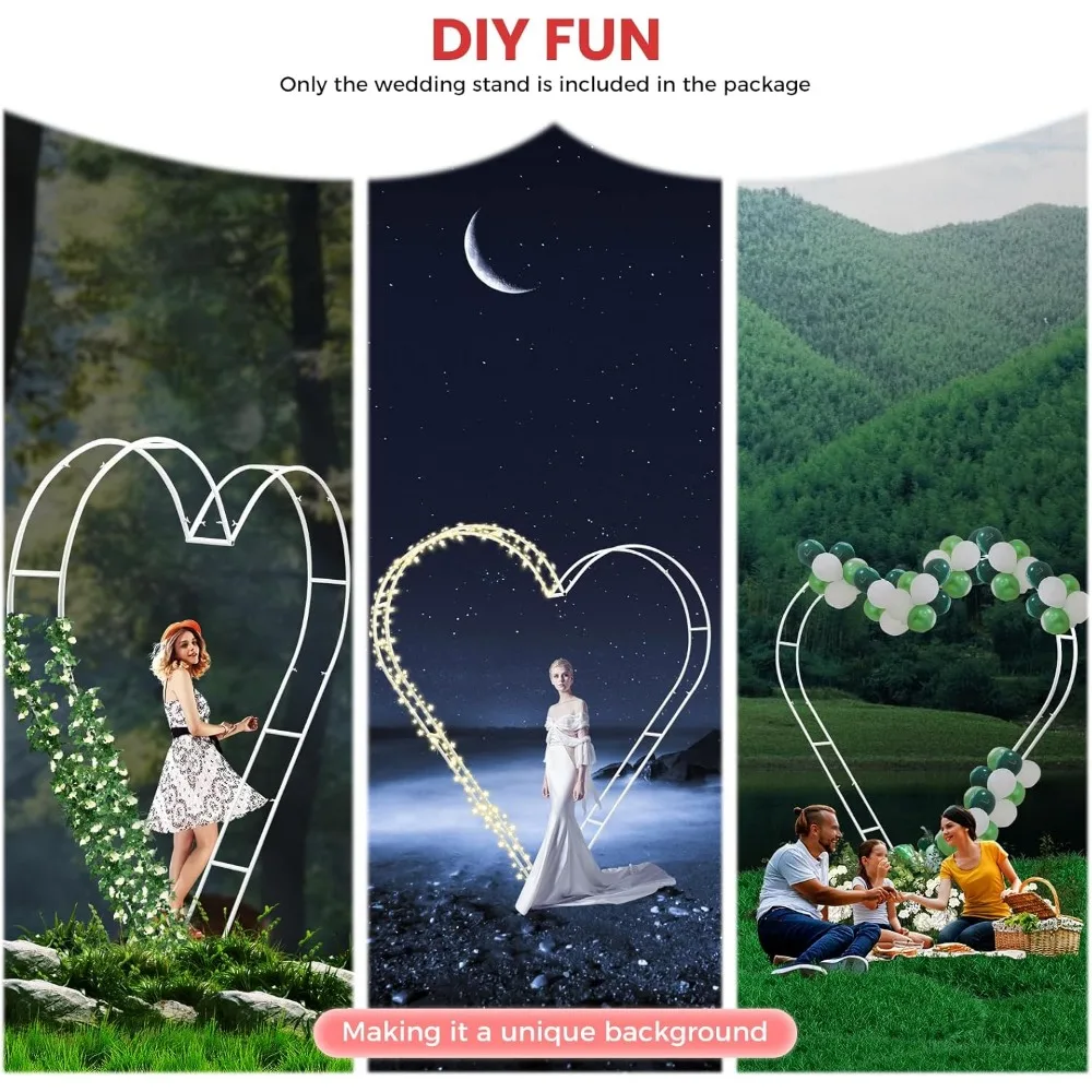 Heart Shape Wedding Arch Stand | Dual-Tube Metal Backdrop Frame for Wedding, Birthday & Balloon Decor