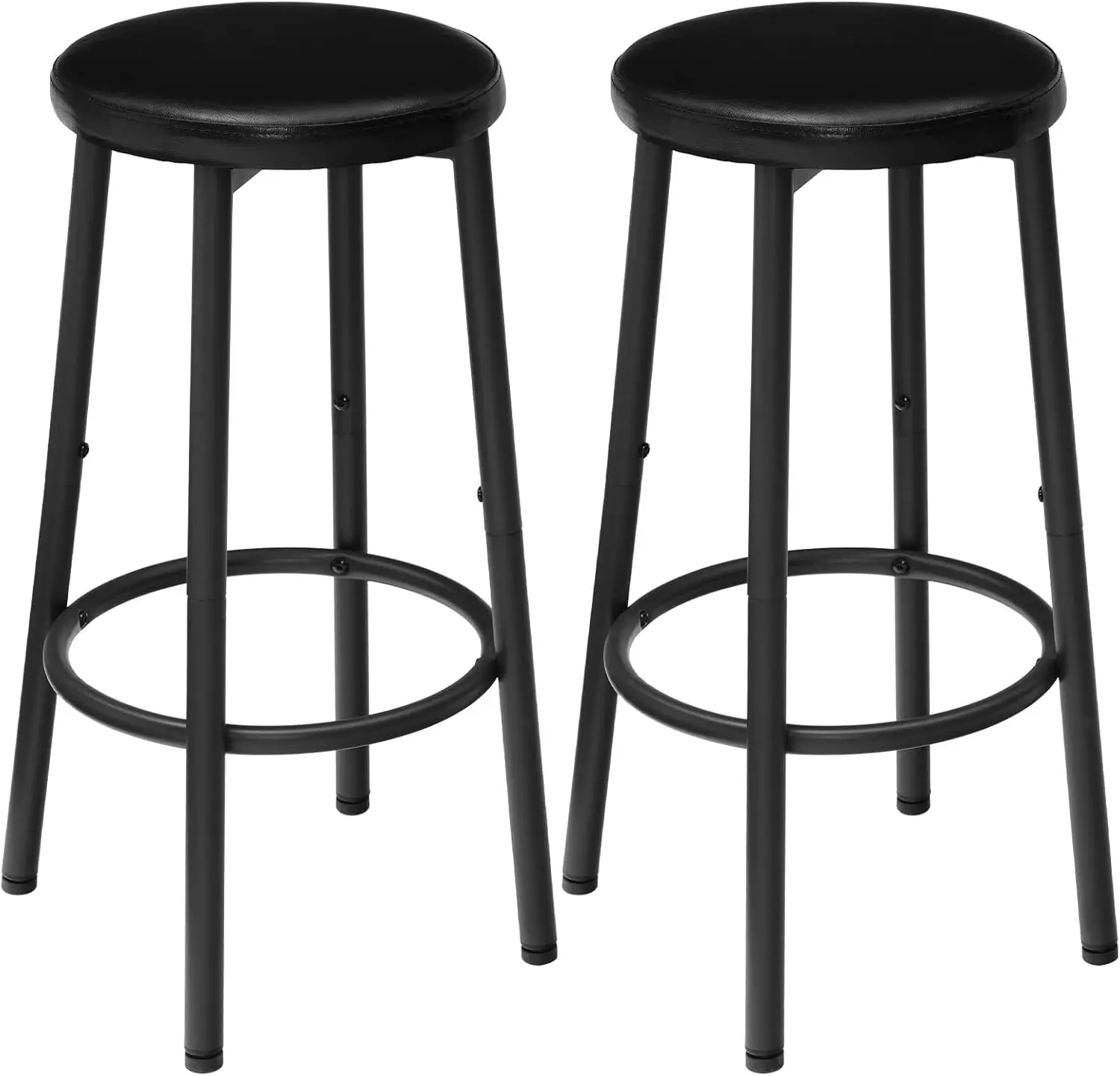 

Bar Stools Set Of 2, Bar Stools For Kitchen Island, 25.6 Hes Pu Upholstered Bar Chairs, Bar Height Stools With Footrest, Easy