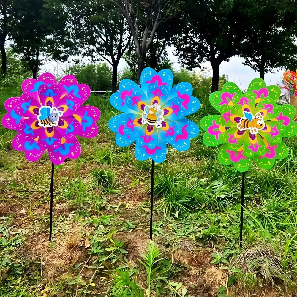 Multistyles Peacock Sparkle Windmill 36/38cm PVC Traditional Rotating Wind Spinner Picnic Decor Toys Double Layered