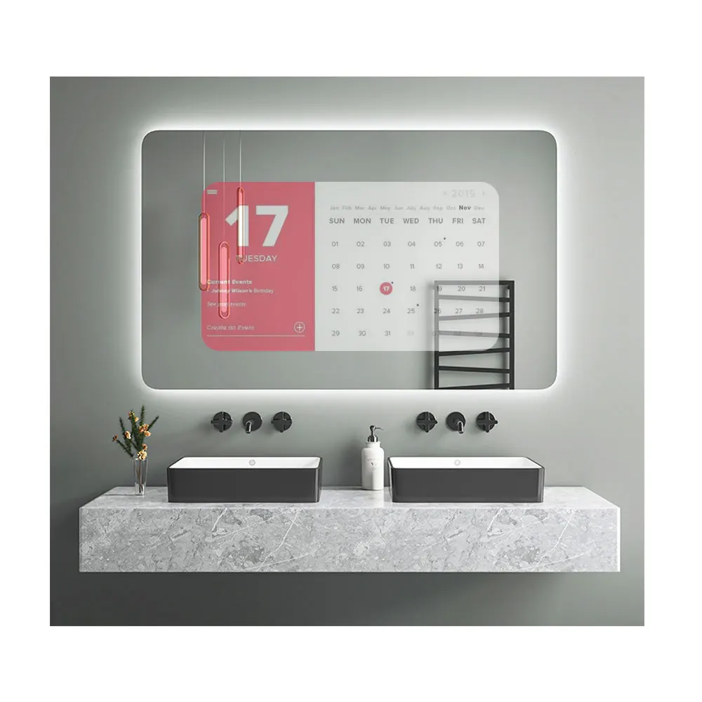 15.6 Inch IP66 Waterproof Lcd Screen Touch Advertising Playing Equipment Bathroom Smart Android Magic Mirror AI Voice Control