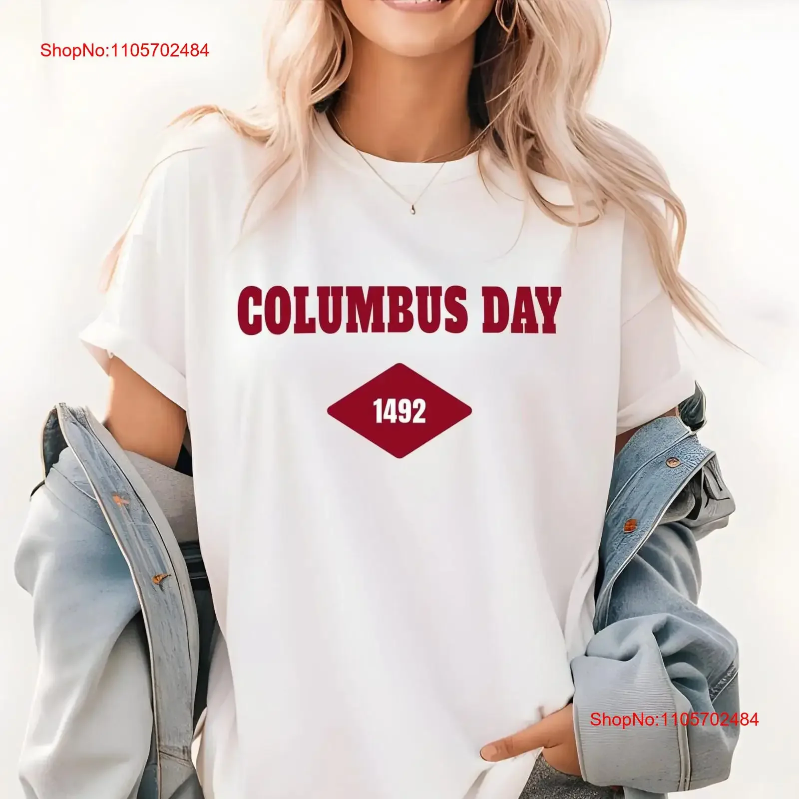 Columbus Day 1492 T Shirt Minimalist 2024 Christopher Happy vintage Washed fashion Top For Everyday Wear Casual Unisex Slightly