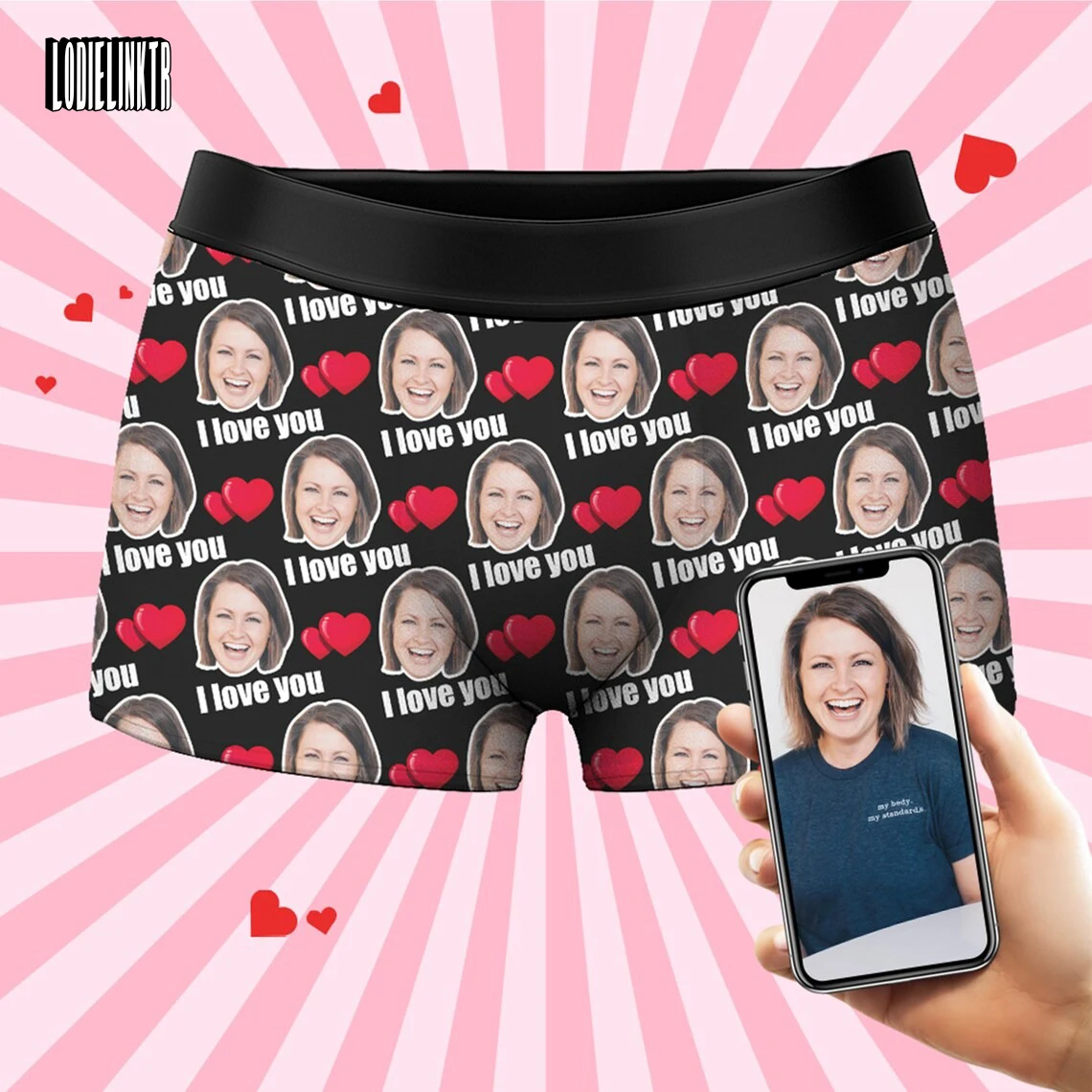 

Custom Photo Boxer Briefs Personalized Boxers For Husband/Boyfriend Popular Anniversary/Birthday Gift Print Face Underwear Men