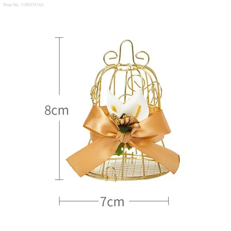 Wedding Candy Box Tinplate Birdcage Bell Gift Bag with Handles Chocolate Favor Boxes Packaging Gift Box Party Supplies Wholesale