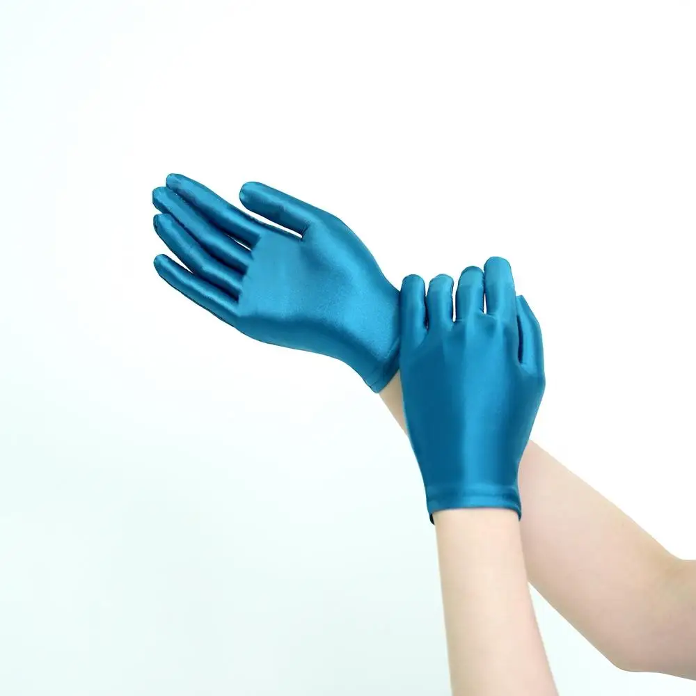 Guantes elásticos brillantes sin dedos para mujer, guantes cortos sexis brillantes para Cosplay, vestido de juego de rol, exhibición de joyería