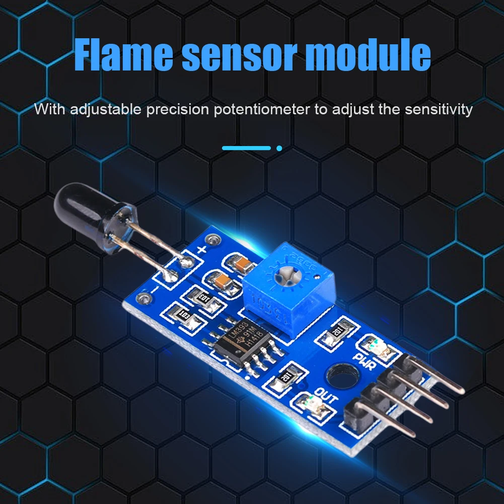 4 Pin IR Flame Detection Sensor Module 3.3V-5V Infrared Receiving Module Sensitivity Adjustable Accessories for Arduino DIY Kit