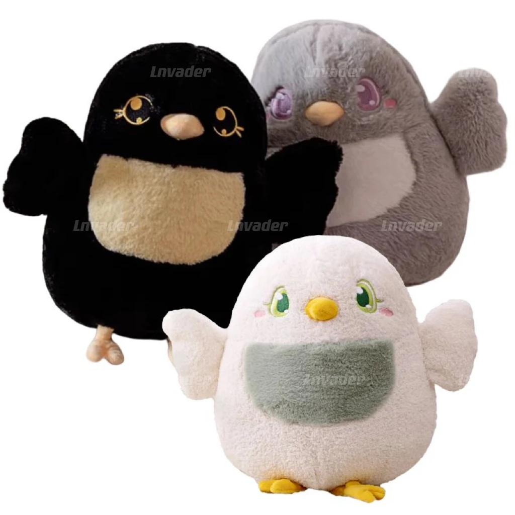 

35cm Lifelike Cartoon Cute Sparrow Crow Plush Toy Fat Round Stuffed Bird Animal Doll Pillow Soft Bird Birthday Gifts For Kids