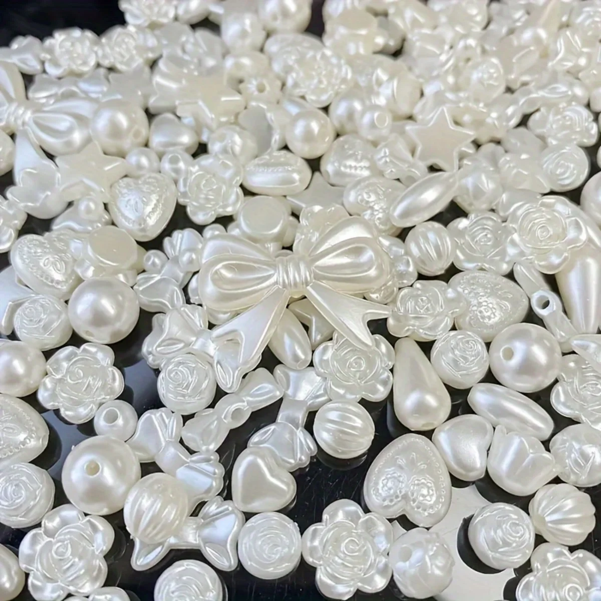 50-200pcs ABS Multiple Style Imitation Pearl Flowers Butterfly Shell Heart Acrylic Spacer Loose Beads For Jewelry Making DIY