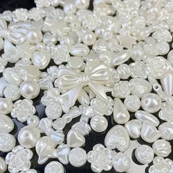 50-200pcs ABS Multiple Style Imitation Pearl Flowers Butterfly Shell Heart Acrylic Spacer Loose Beads For Jewelry Making DIY