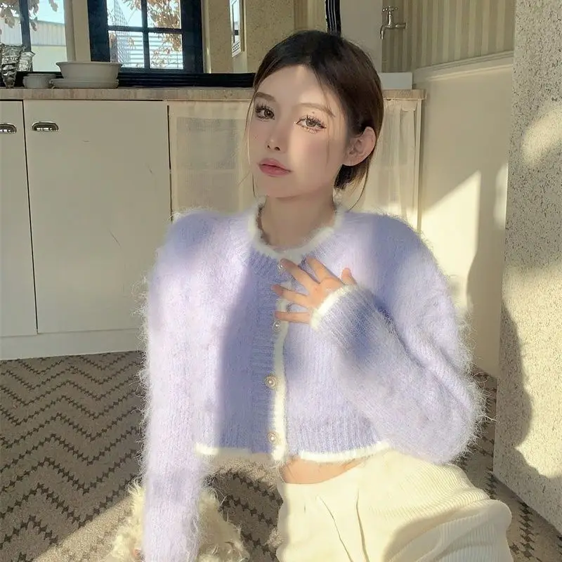 Mink Velvet Soft Waxy Wind Sweater in Autumn and Winter Wears A Short Cardigan Mao Mao Coat