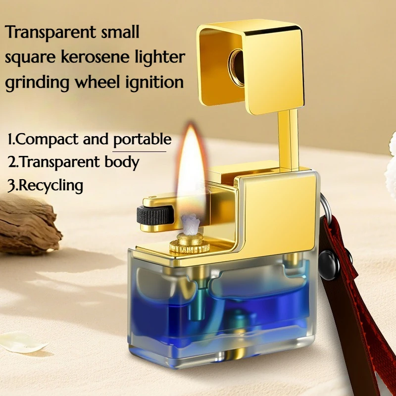 

New Transparent Grinding Wheel Lighter Visible Fuel Tank Durable Compact and Portable Pendant Accessory Cigarette Accessories