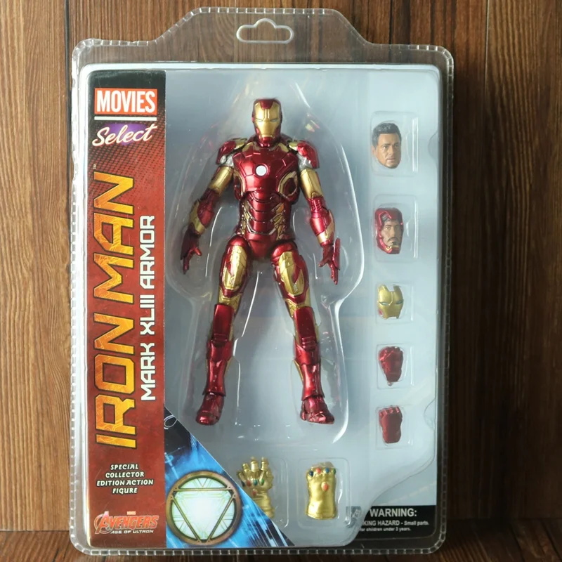 Disney Marvel Ironman Action Figure 7inch Mk 43 Iron Man Statue Multi-accessories Model Toys Collection Ornament Gifts