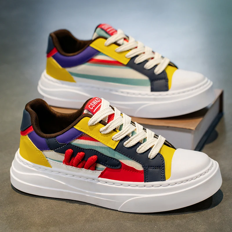 Streetwear Skateboard Shoes For Men Comfortable Platform Sneakers Outdoor Non-slip Casual Sneakers Breathable Men's Sports Shoes