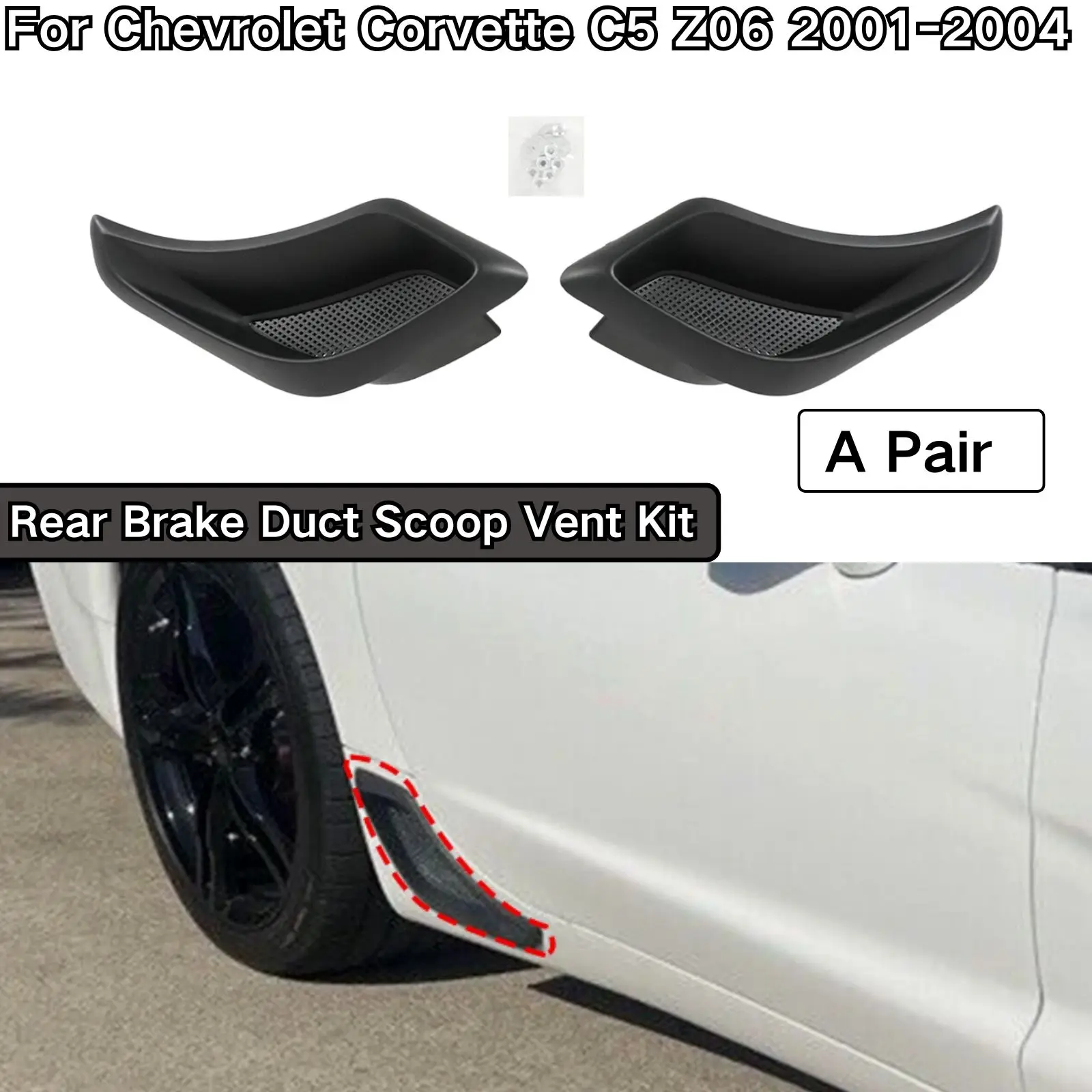 

Для Chevrolet Corvette C5 Z06 2001-2004: Комплект вентиляционных отверстий для задних тормозных воздуховодов, глянцевый черный, с покрытием под карбон, автомобильные аксессуары