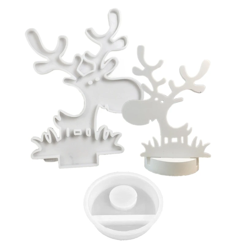 Deer Head Shaped Candle Holder Silicone Candle Base Mould Candlestick Making Molds Gypsum Office Decorations Moulds