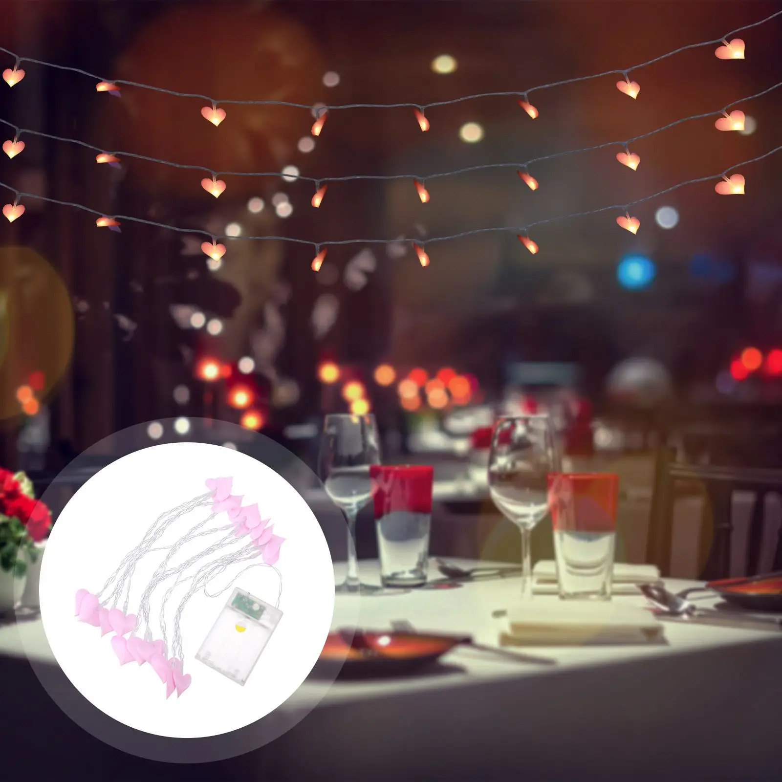 2 Set Heart Shaped String Lights Operated Fabric Decorative Romantic LED Light Valentine Day Room Lighting