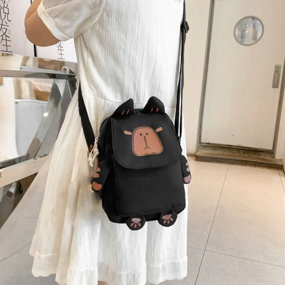 Simples náilon capivara crossbody saco de armazenamento saco do telefone dos desenhos animados bolsa de ombro grande capacidade bolsa lona saco escolar viagem