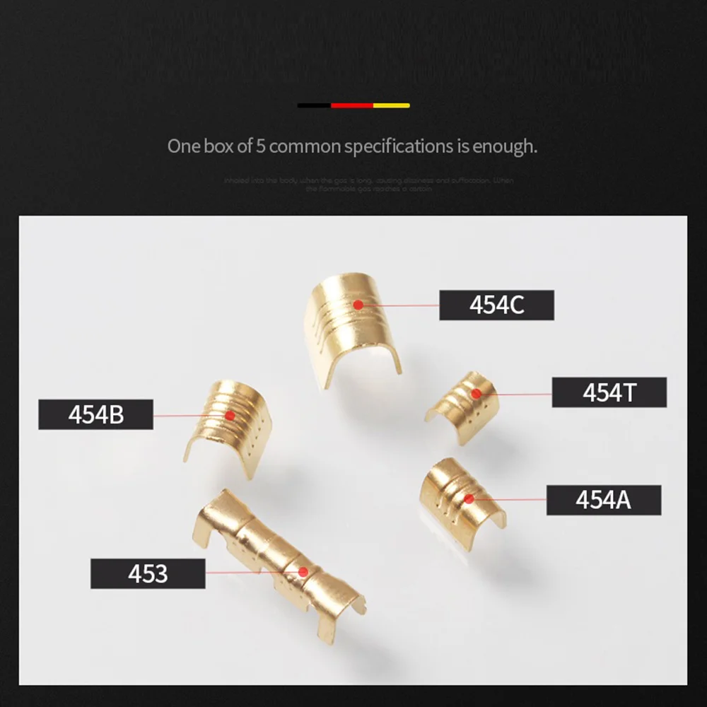 AB02 500Pcs U Shape Copper Ring Terminals Crimp Kit Non-Insulated Assortment Cable Wire Spade Electric Butt Connector 454TABC