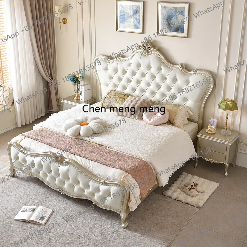 

Discount 180x200cm American Luxury Solid Wood Bed Simple European Master Bedroom Wedding Double Bed High Box Storage Leather Fur