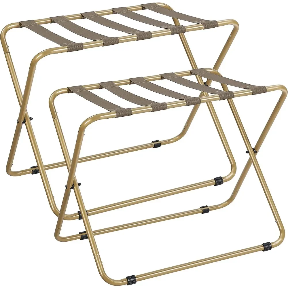 

Luggage Rack for Guest Room 2 Pack, Folding Suitcase Stand, Heavy Duty 110LBS Load Bearing Easily Assemble Luggage Holder, Gold