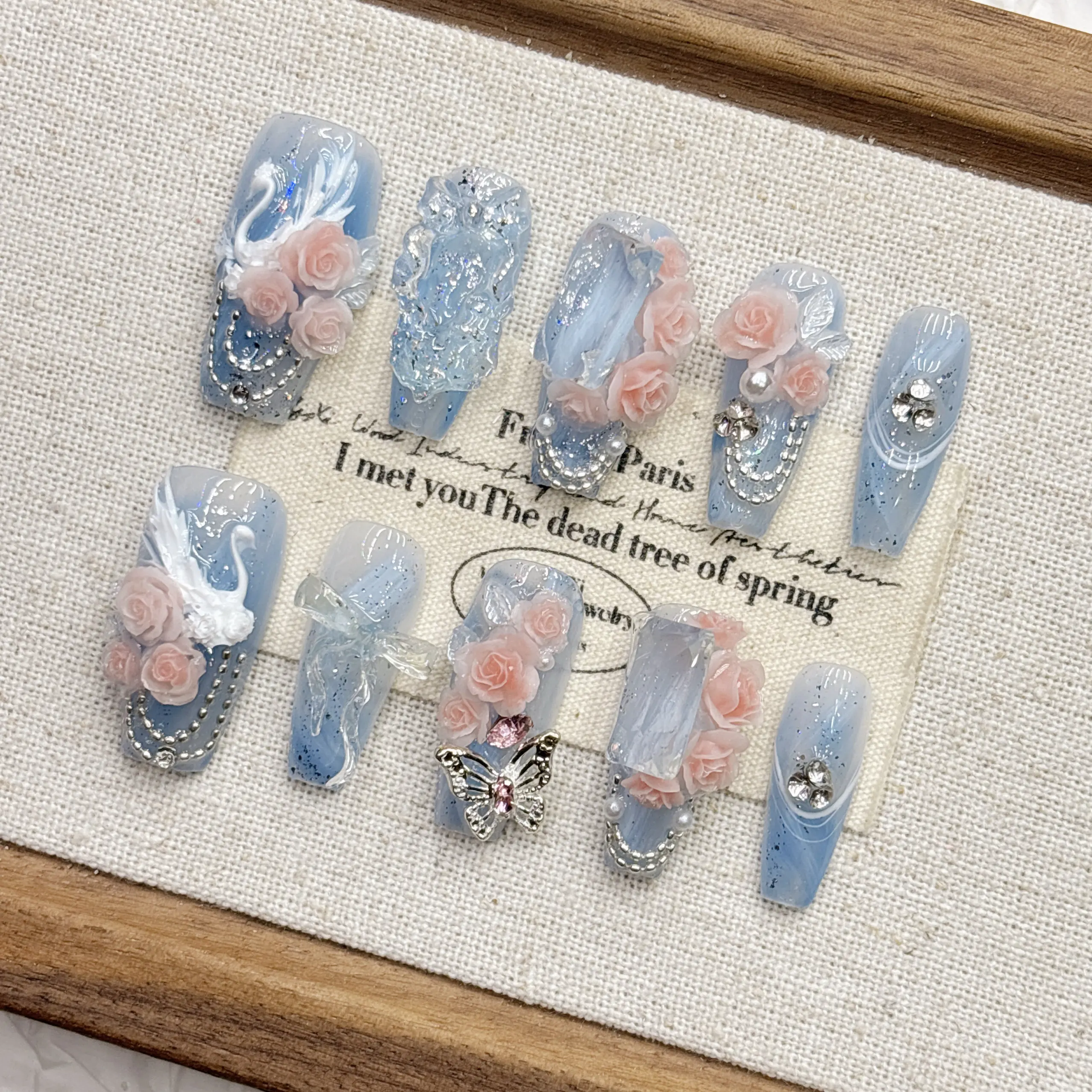 Unhas Postiças Ice Blue Swan L - Nail Art Laki Laki avaliação e preço