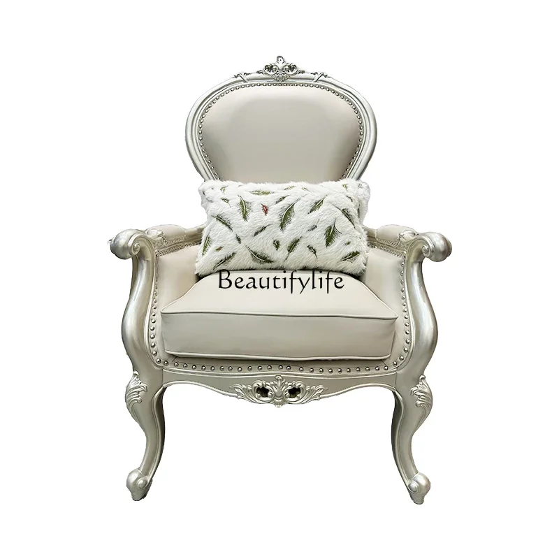 

pg55American light luxury solid wood leisure tiger chair leather French single chair