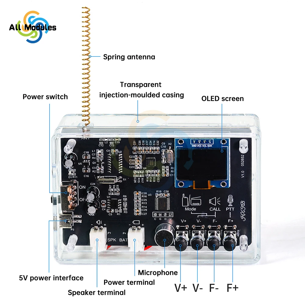 

FM Radio DIY Kit with Walkie Talkie Function 0.96" OLED Screen Wireless Intercom FM Radio Welding Practice Loose Parts