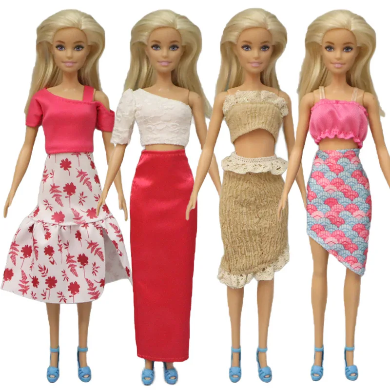 Newest 4 Style / Lot Fashion Doll Dress Baby Toys Shoulder Skirt Beautiful Small Foreign Dress Evening Dress Styles For Barbie