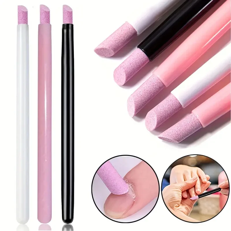 5pcs Portable Quartz Nail Grinding Pen Nail Art Cuticle Dead Skin Remover Manicure Tool Stick Stone Sanding Nail Files Accessory