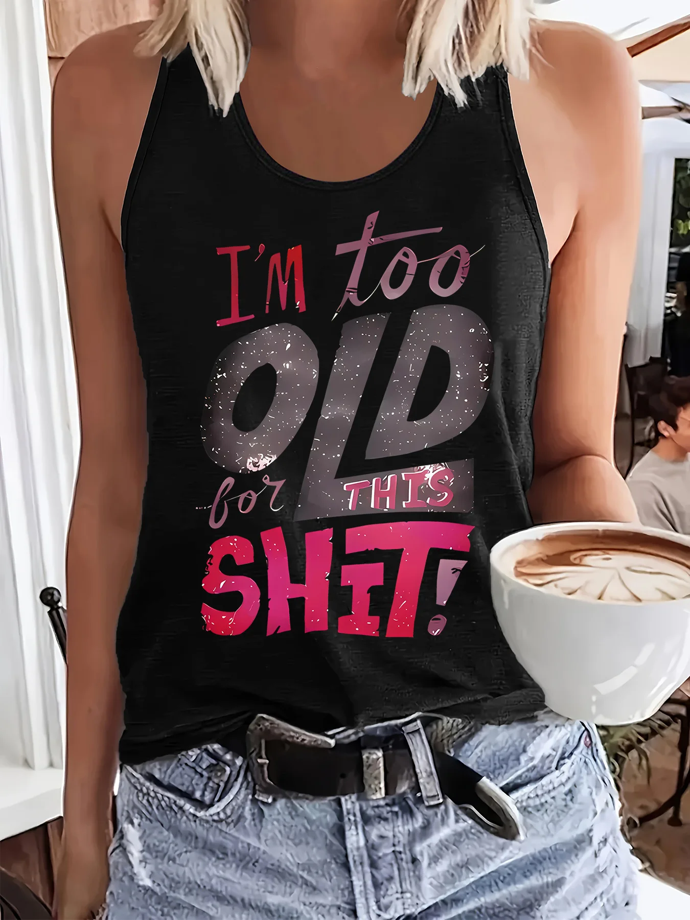 printed Summer women's loose and personalized dream catcher mesh printed vest top T-shirt comfortable sleeveless