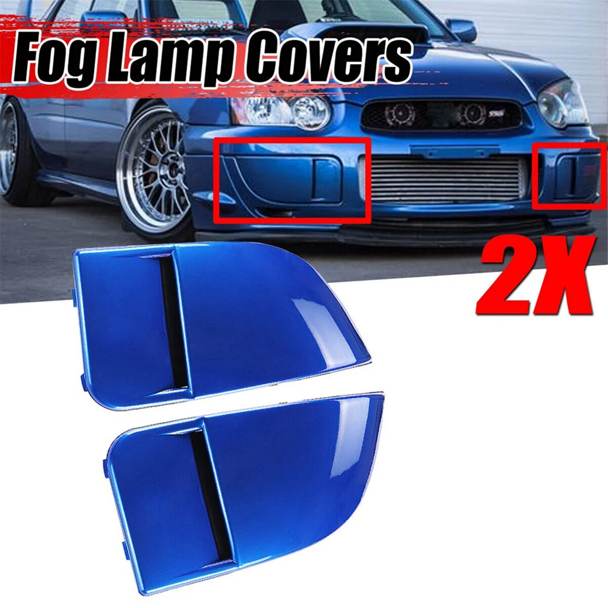 

ABQA-1 Pair Car Front Fog Light Lamp Covers Bumper Cover Cap Trim Protection for Subaru Impreza STI WRX 2004-2005