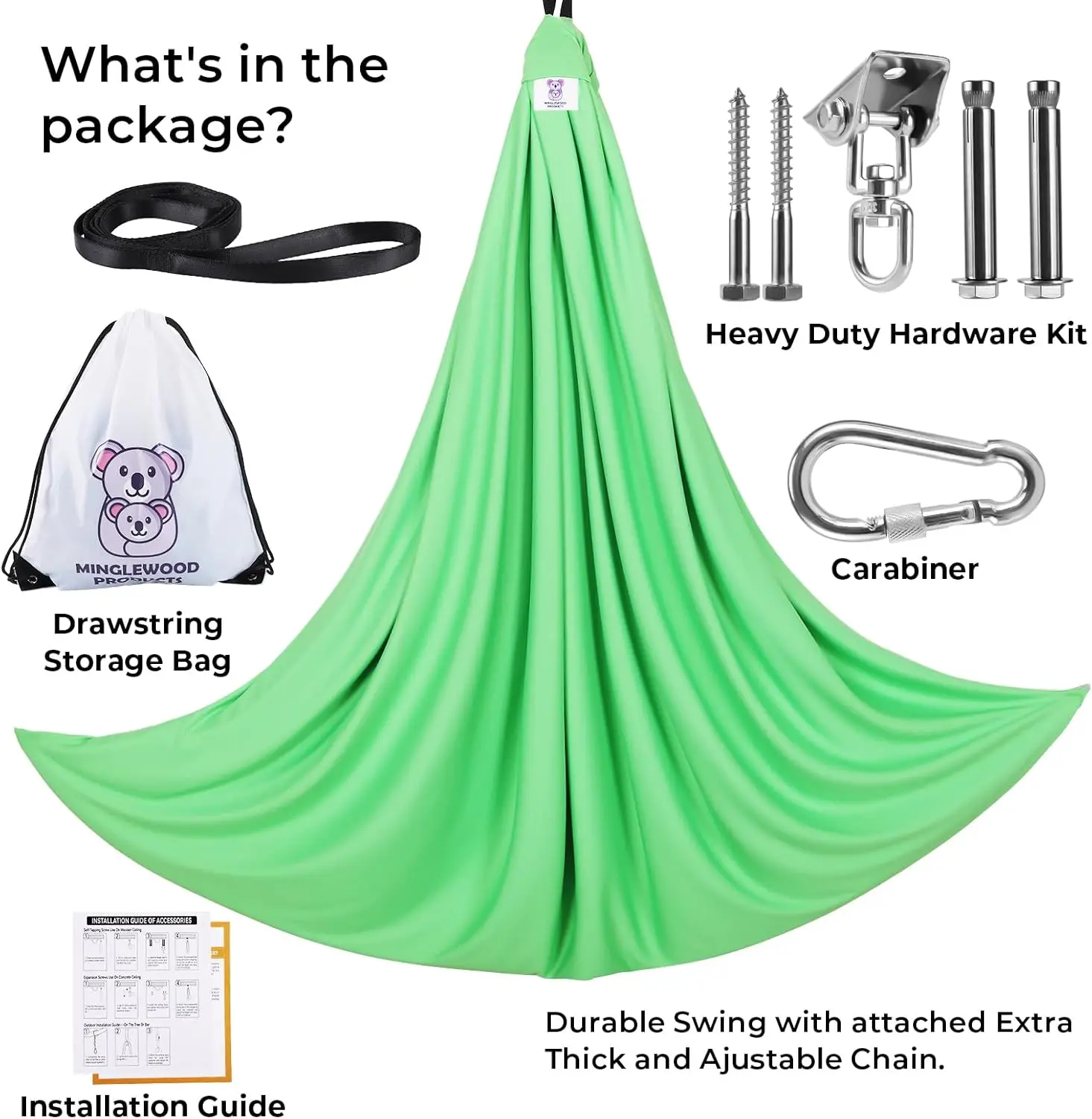 Sensory Swing Bundle – 360° Swivel Hanger – Complete Set for Children – Special Needs: Anxiety, ADHD, Autism & Sensory Disorders