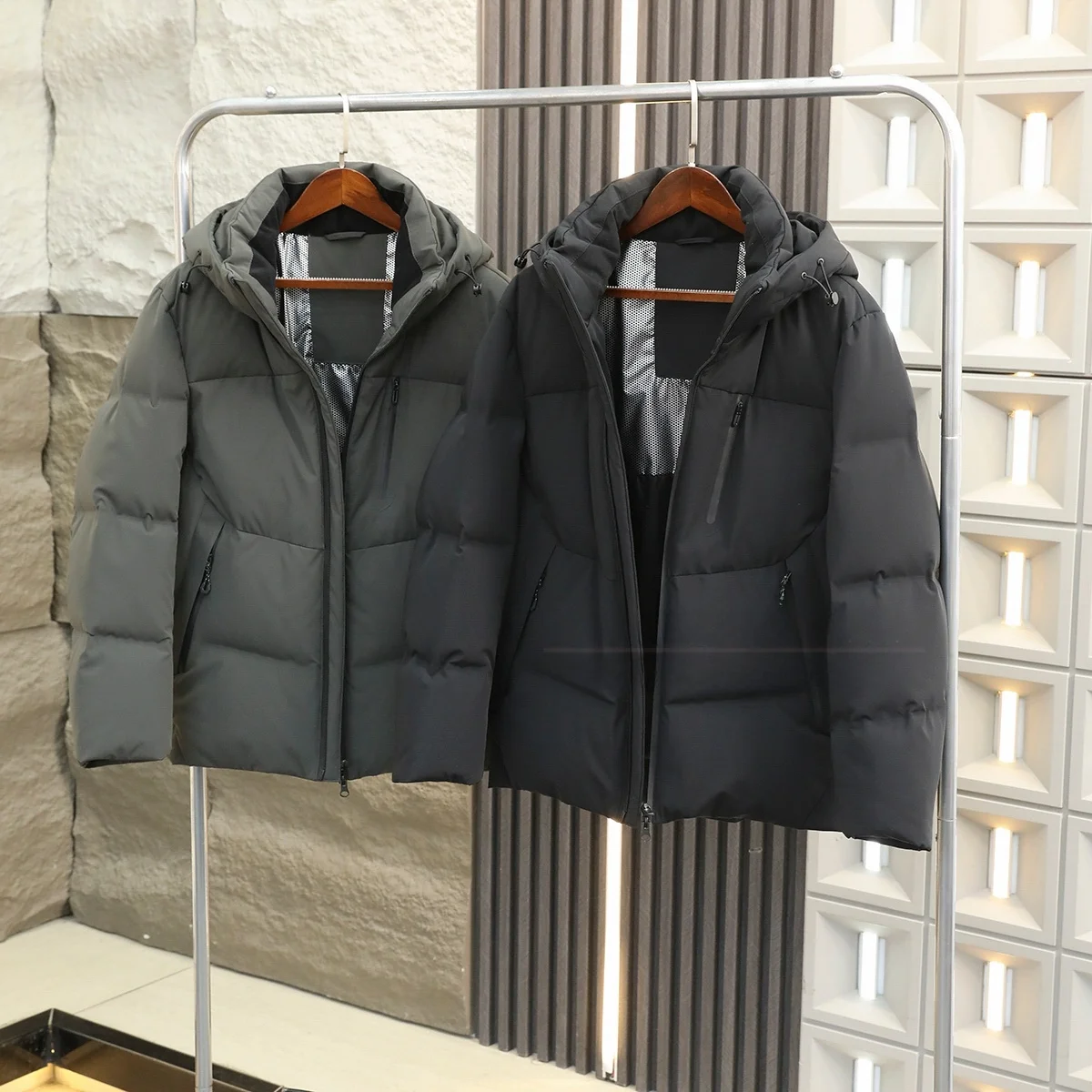 

Men's down Jaet 90% Du down Windproof Waterproof Hooded Faion Urban Sle Long Sve Zipper Closure Regular Fit