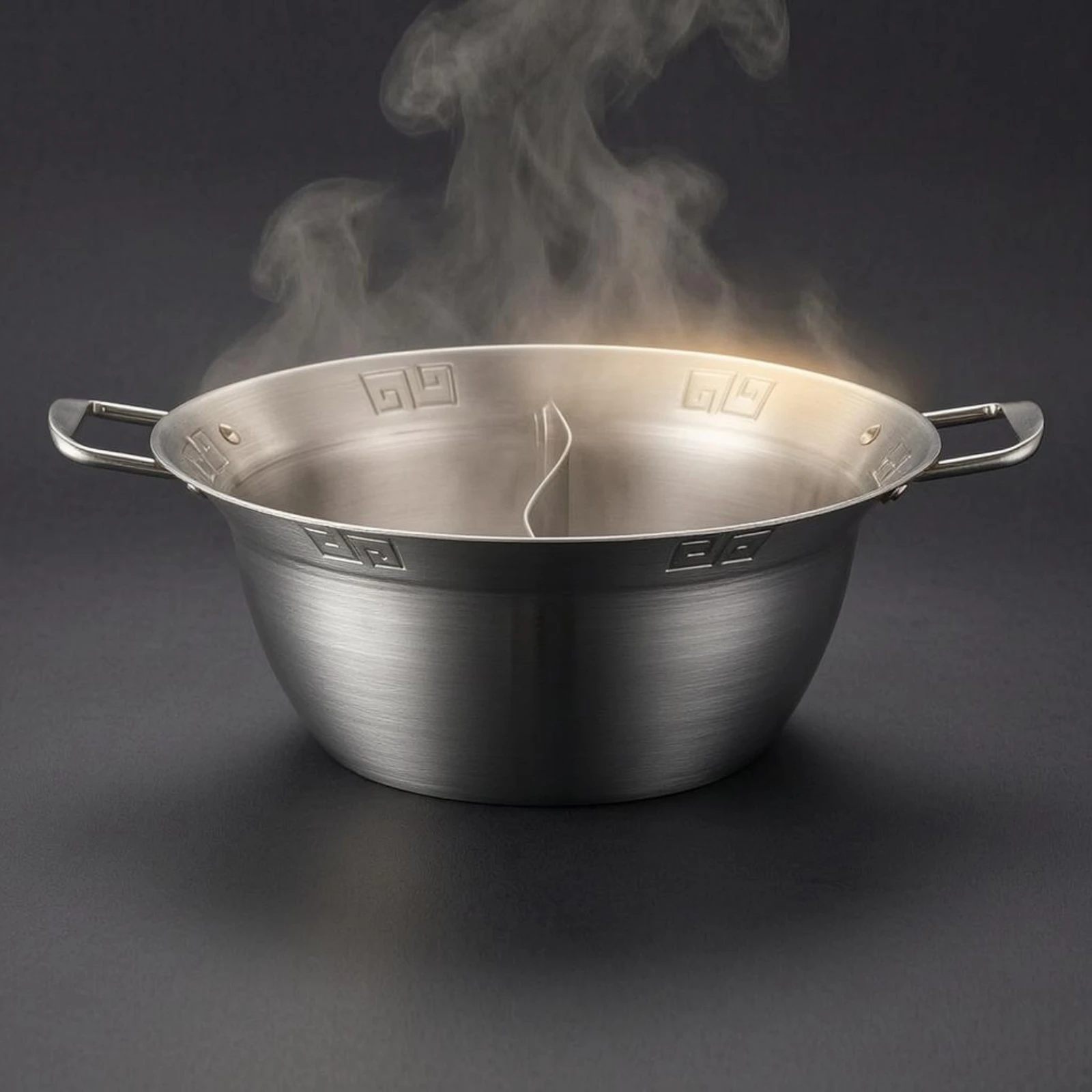 Two-Partcompartment Hot Pot Wide Flared Rim Divided Stainless Steel Hot Pot Deep Easy to Clean for Restaurant