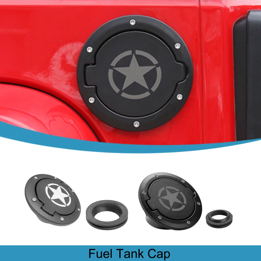 

Car Fuel Tank Cap Gas Cap Protector Cover Outer Fuel Cover for Jeep Wrangler JK 2/4-Door 2007-2017 Auto Exterior Accessories