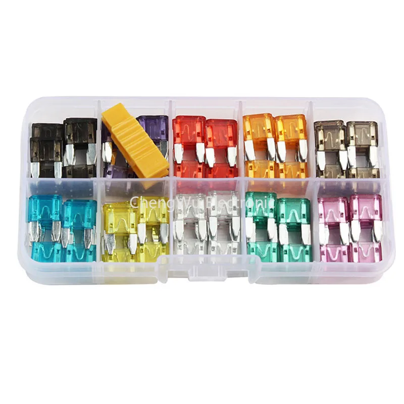 120Pcs Profile Small Size Blade Car Fuse Assortment Set for Auto Car Truck 3/5/7.5/10/15/20/25/30/35/40A Fuse with Plastic Box