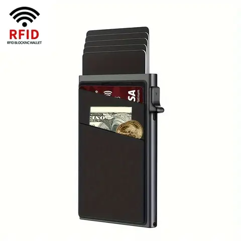 Rfid 신용 카드 소지자 남성용 얇은 슬림 미니 미니멀리스트 지갑 남성용 고급 금속 은행 ID 카드 홀더 케이스 지갑 Carteras Choice